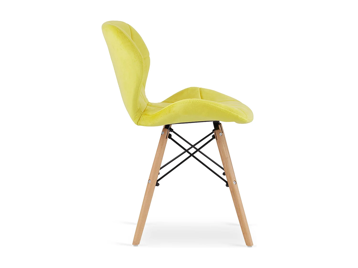 Valora WAKO Fauteuil en velours jaune, design moderne pour salon x4