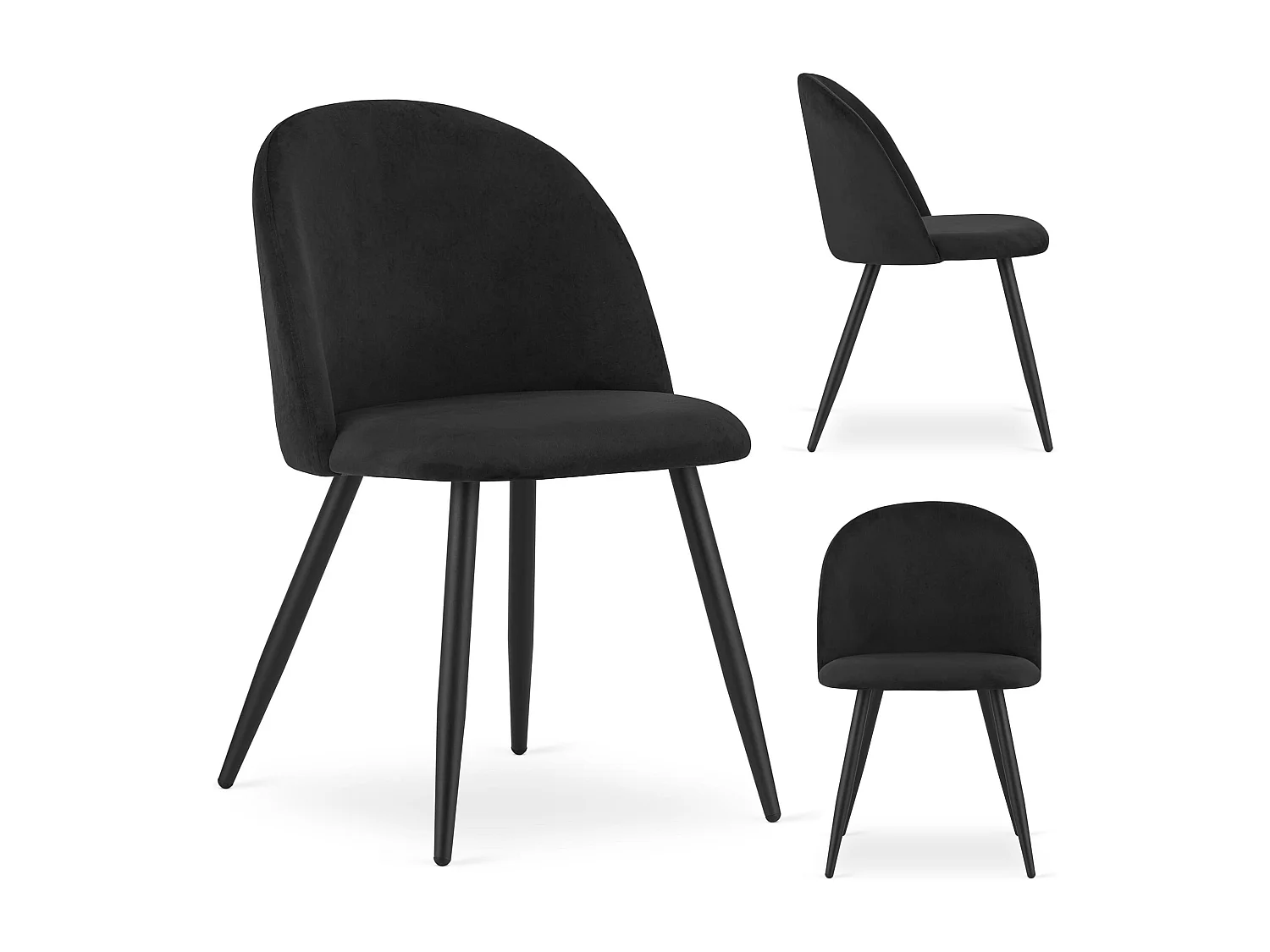 Chaise Valora BELLO en velours noir avec pieds en métal