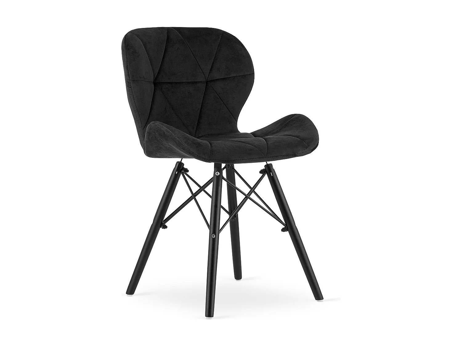 Valora WAKO Fauteuil en velours noir moderne pour salon x3