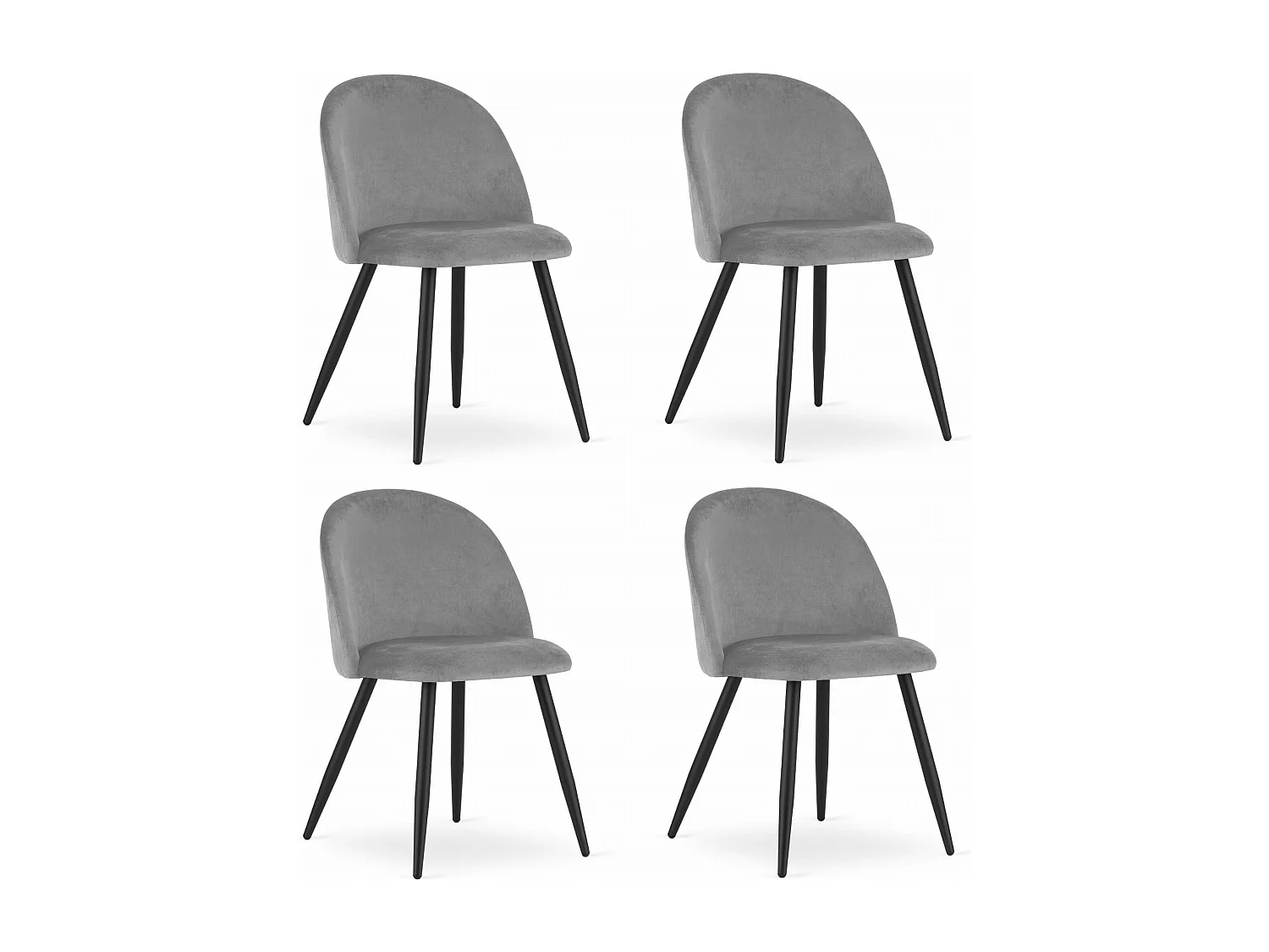 Chaise Valora BELLO en velours gris clair, design moderne x4