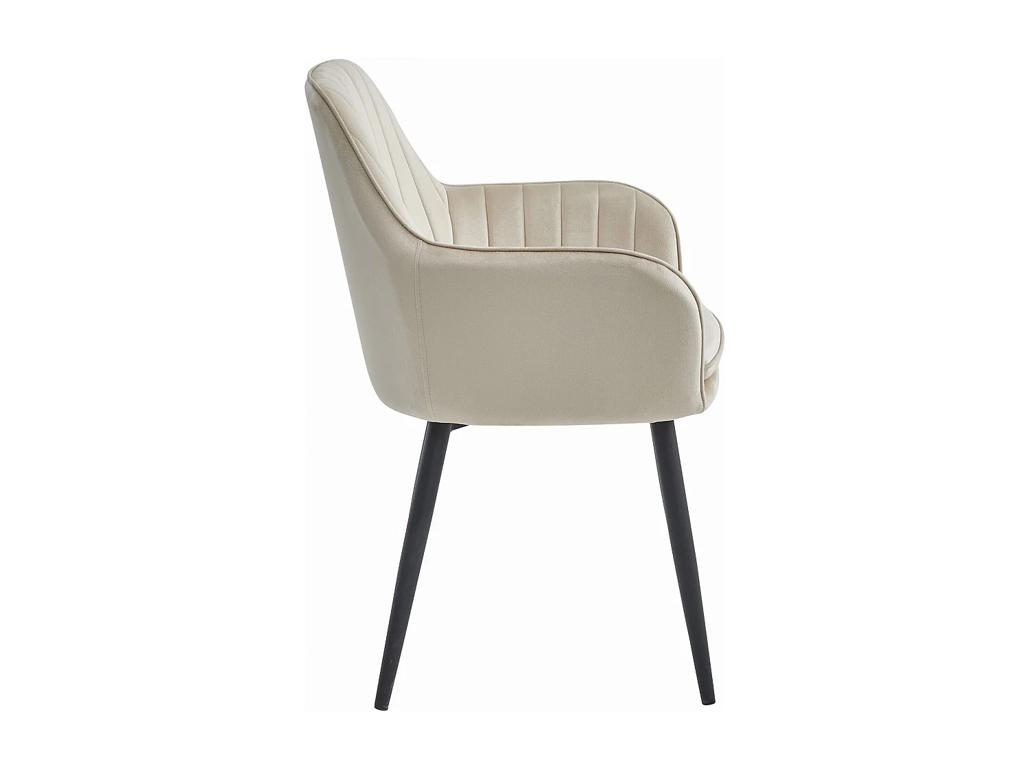Fauteuil Valora LUGO en velours beige, pieds noirs, pour salon