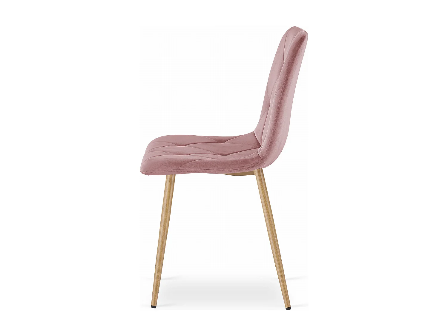 Chaise Valora TYRA en velours rose, pieds couleur bois x3