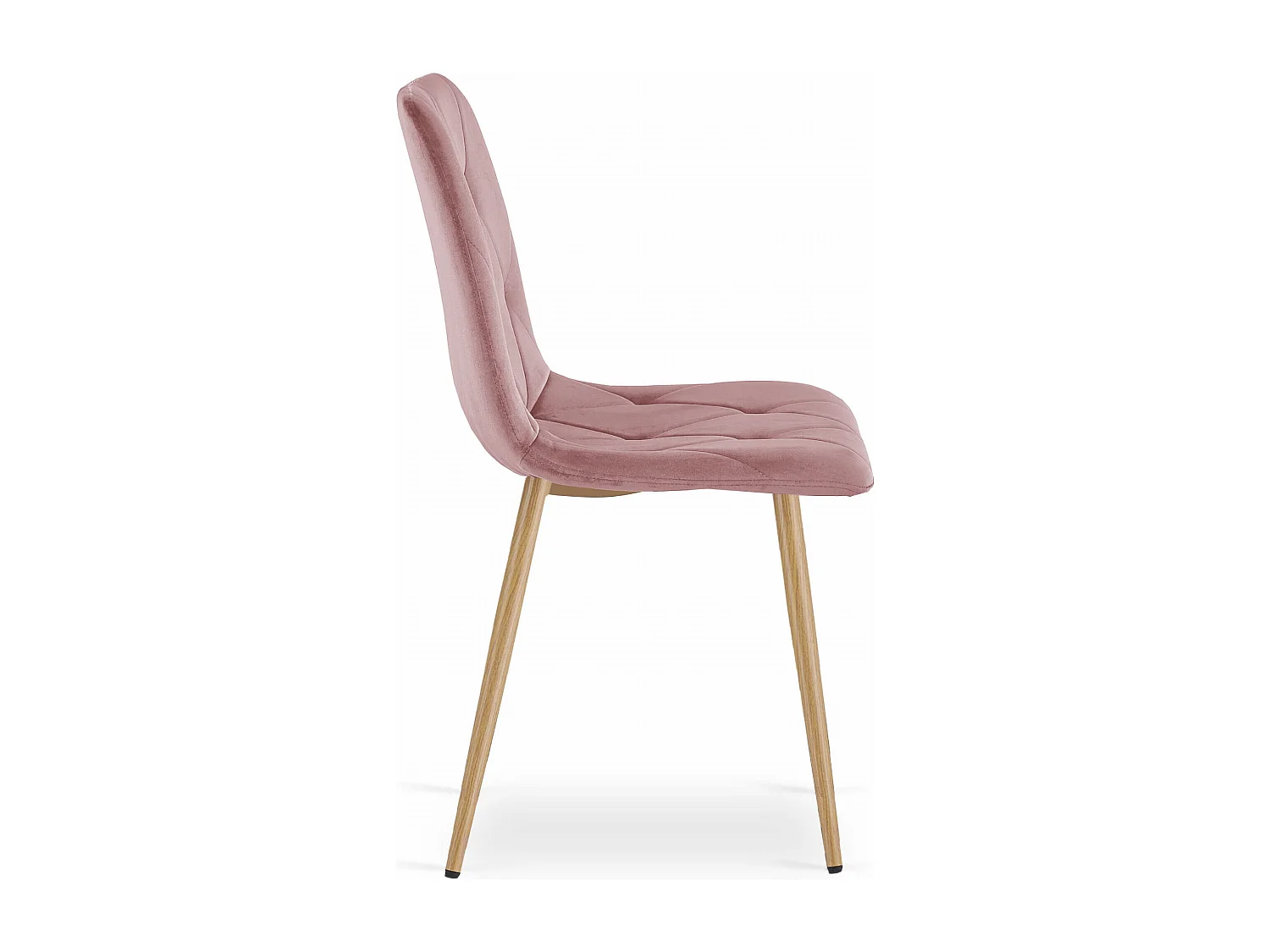 Chaise Valora TYRA en velours rose, pieds couleur bois x3