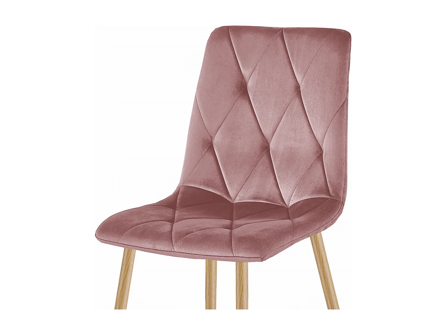 Chaise Valora TYRA en velours rose, pieds couleur bois x3