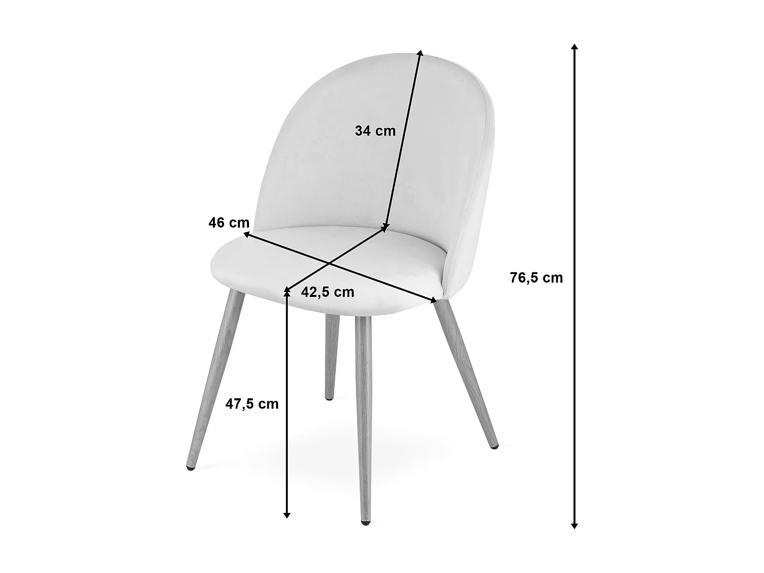 Ensemble de 4 chaises Valora BELLO en velours noir avec pieds en métal