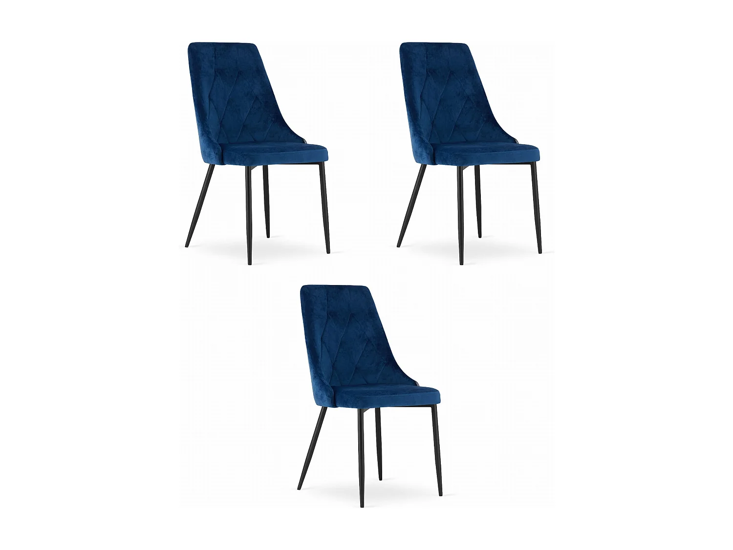 Valora IMOLA stoel marineblauw fluweel modern design x3