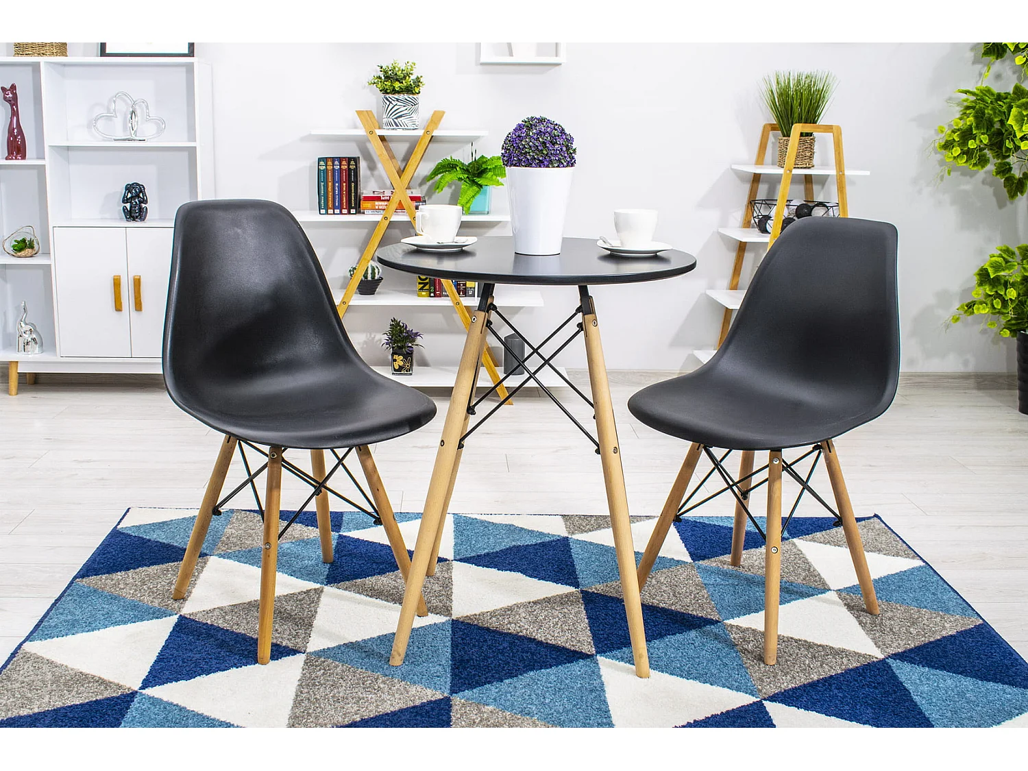 Valora OSAKA Chaise ergonomique noire pieds naturels pour salon x3