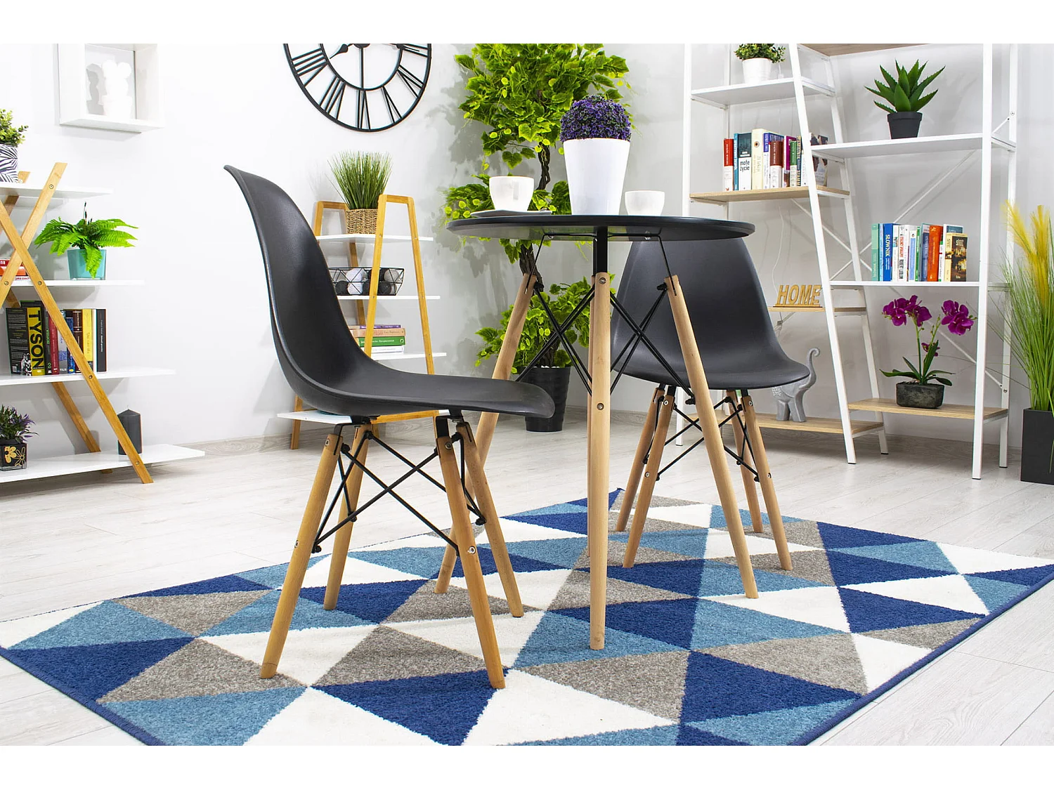 Valora OSAKA Chaise ergonomique noire pieds naturels pour salon x3