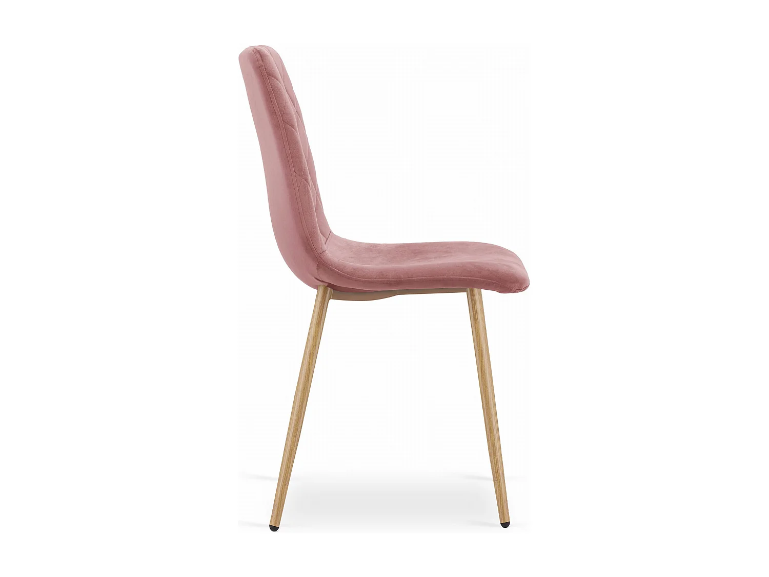 Chaise Valora TURIN en velours rose avec pieds en bois pour salon x2