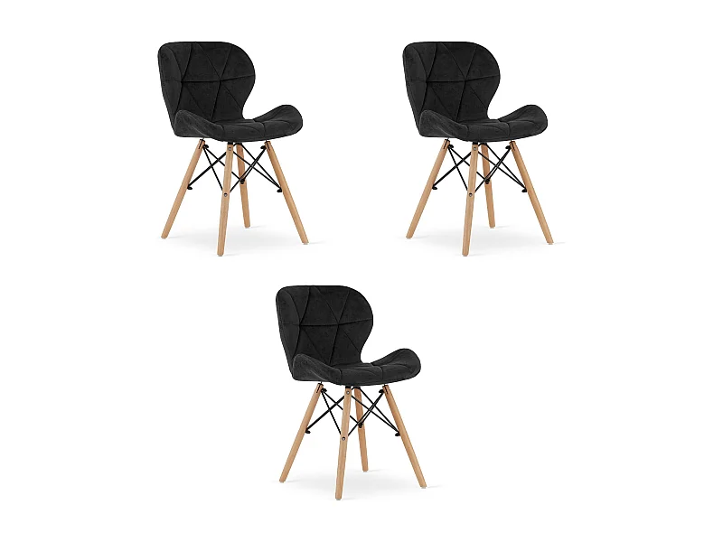 Valora WAKO Velvet Chair Modern Ergonomisch Zwart x3