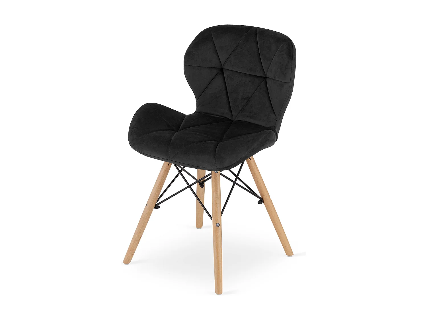 Valora WAKO Chaise en velours moderne et ergonomique noire x3