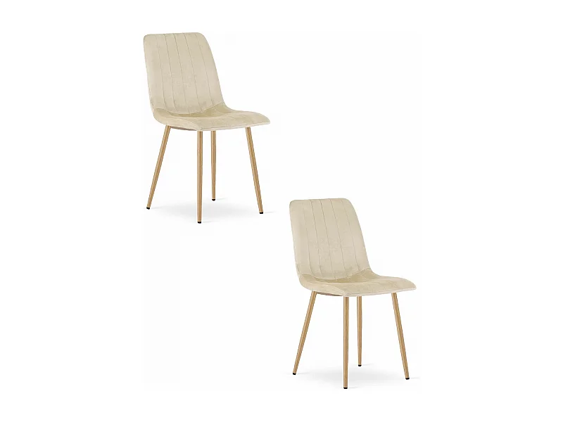 Silla Valora JEWA, tapizada en terciopelo beige claro, con patas de madera (x2)