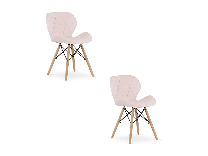 Valora WAKO Fauteuil en velours rose au design moderne pour salon x2