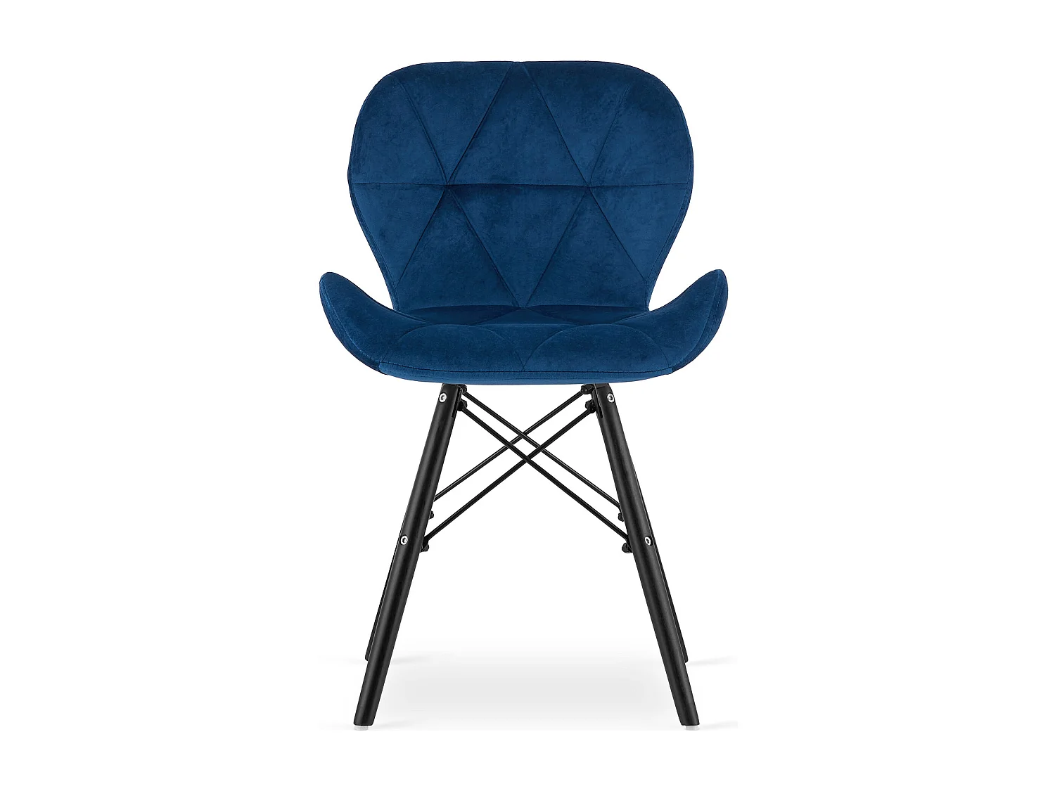 Valora WAKO Fauteuil en velours bleu marine, pieds noirs x4