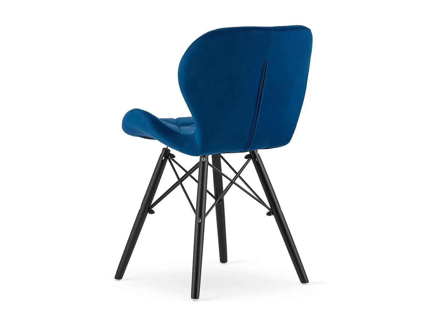 Valora WAKO Fauteuil en velours bleu marine, pieds noirs x4