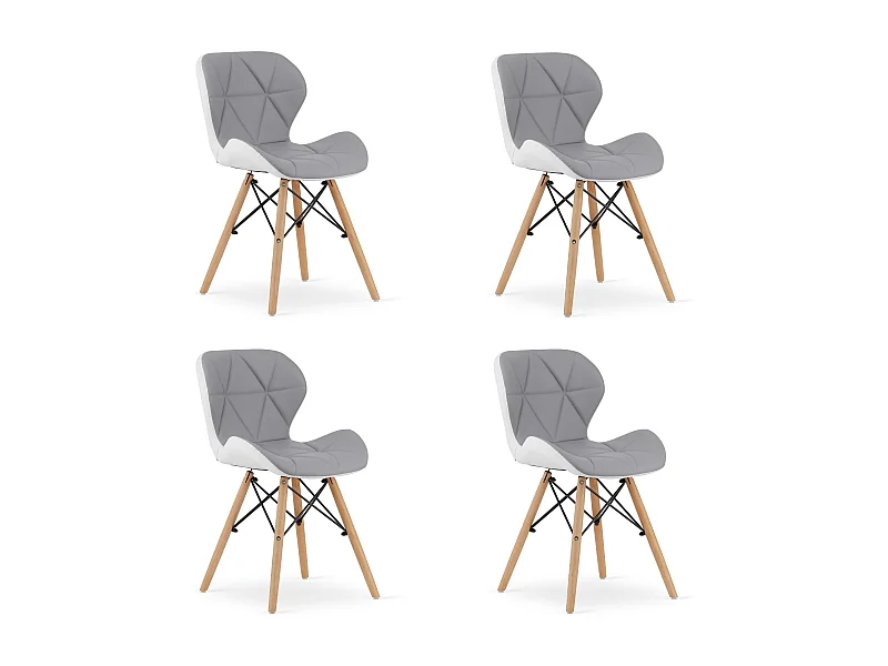 Sedia Valora WAKO Design moderno Grigio-Bianco x4