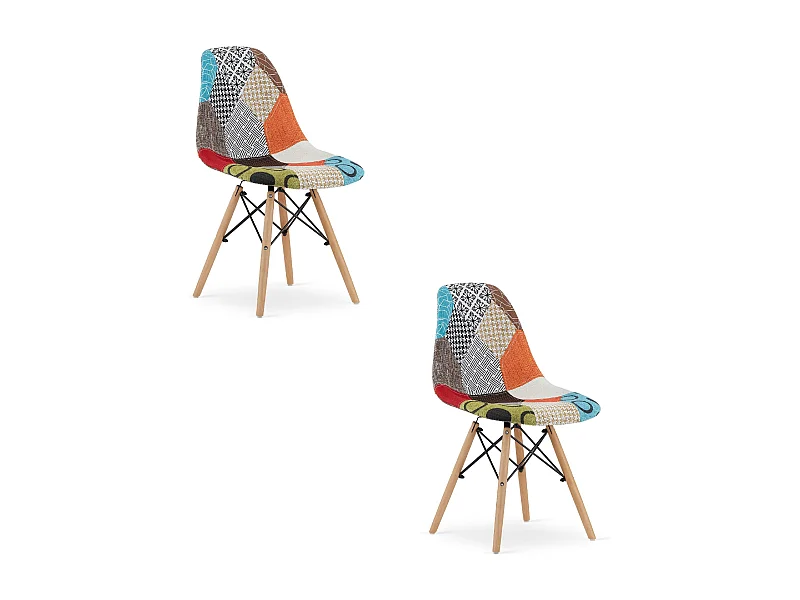 Chaise Valora SEUL, motif 02, design ergonomique, pieds naturels x2