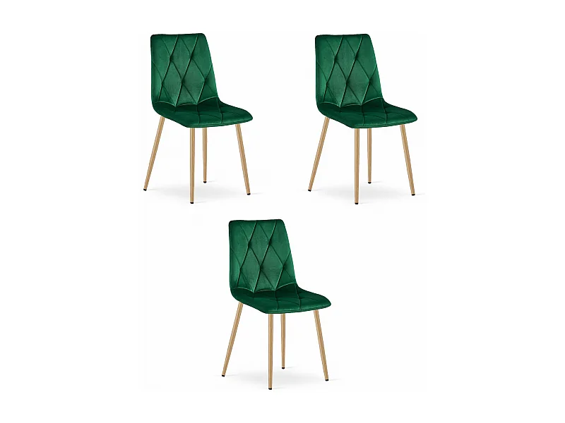 Krzesło Valora TYRA z ciemnozielonym aksamitem i drewnianymi nogami x3