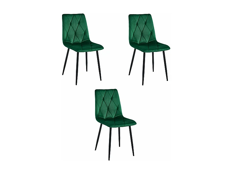 Sedia Valora TYRA in velluto verde scuro / gambe nere x 3