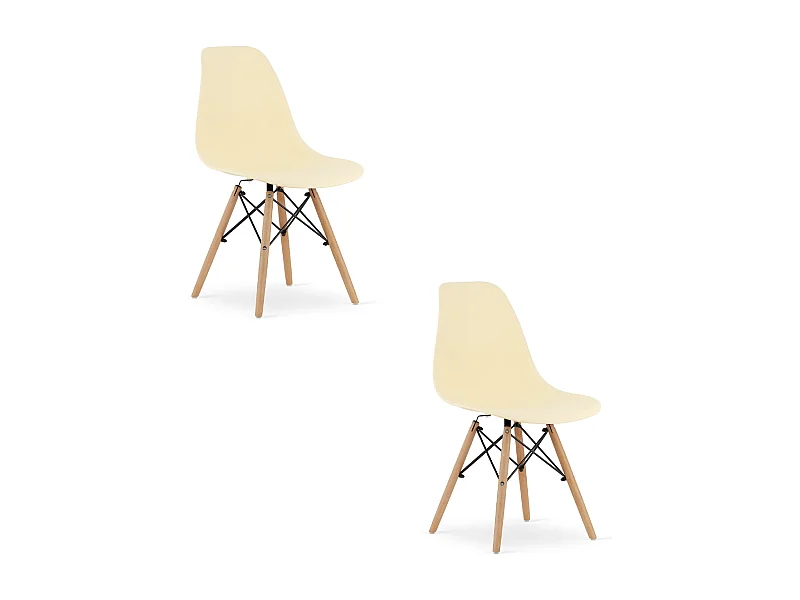Silla Valora OSAKA color crema con patas naturales para sala de estar (x2)
