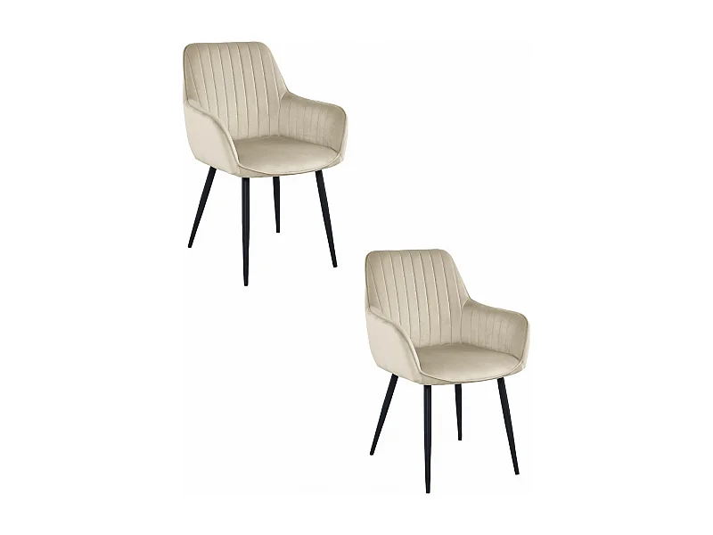 Ensemble de 2 chaises Valora SELO en velours beige avec pieds noirs