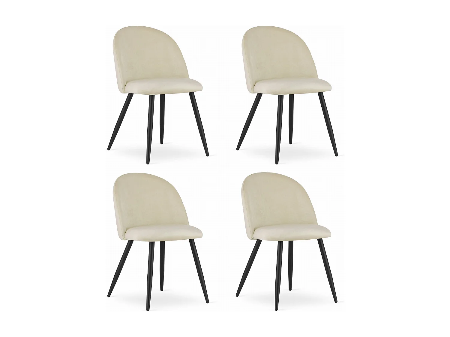 Valora BELLO stoel beige fluweel zwarte metalen poten x4