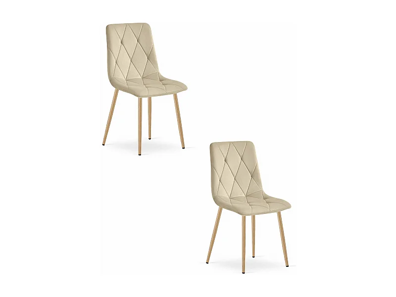 Sedia Valora TYRA in velluto beige chiaro con gambe color legno x2