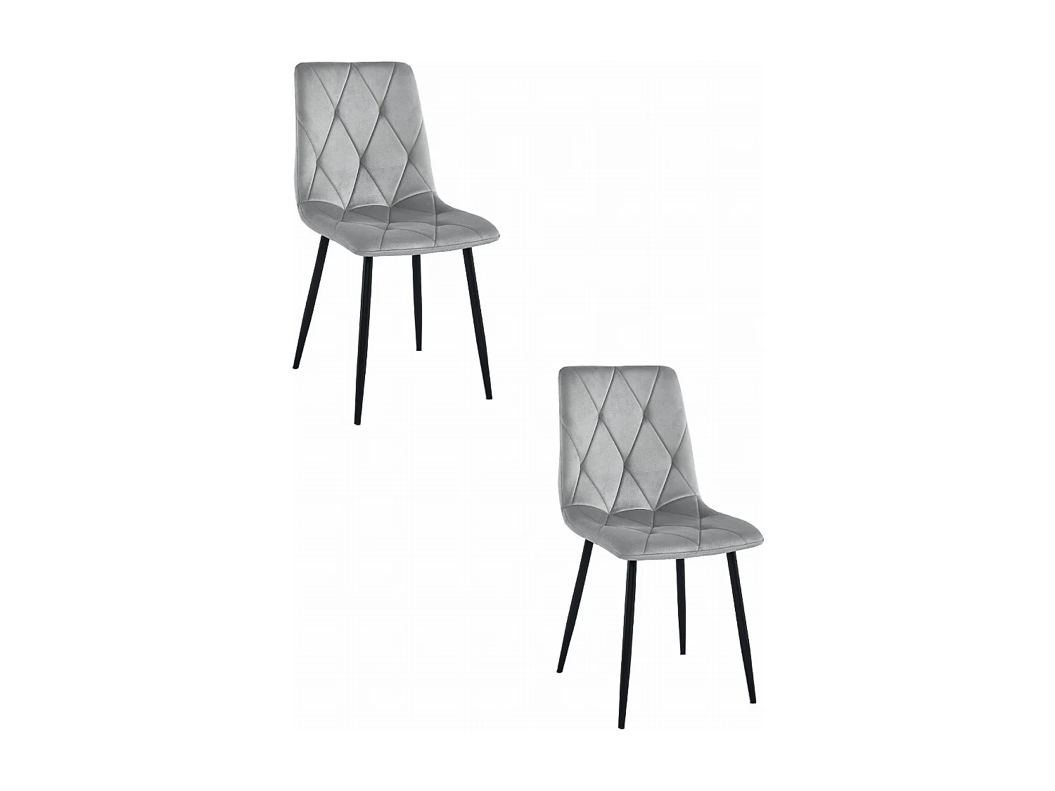 Valora TYRA Stuhl, silbergrauer Samtbezug, schwarze Beine, 2er-Set