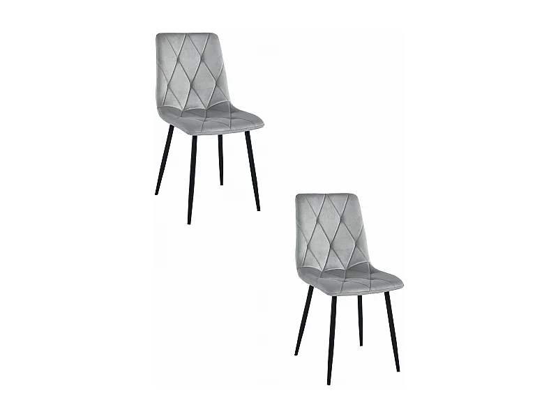Set di 2 sedie Valora TYRA in velluto grigio argento con gambe nere