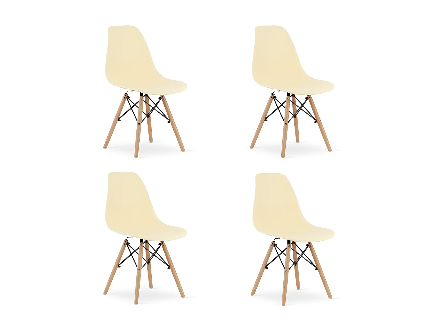 Sedia Valora OSAKA color crema con gambe naturali per soggiorno x4