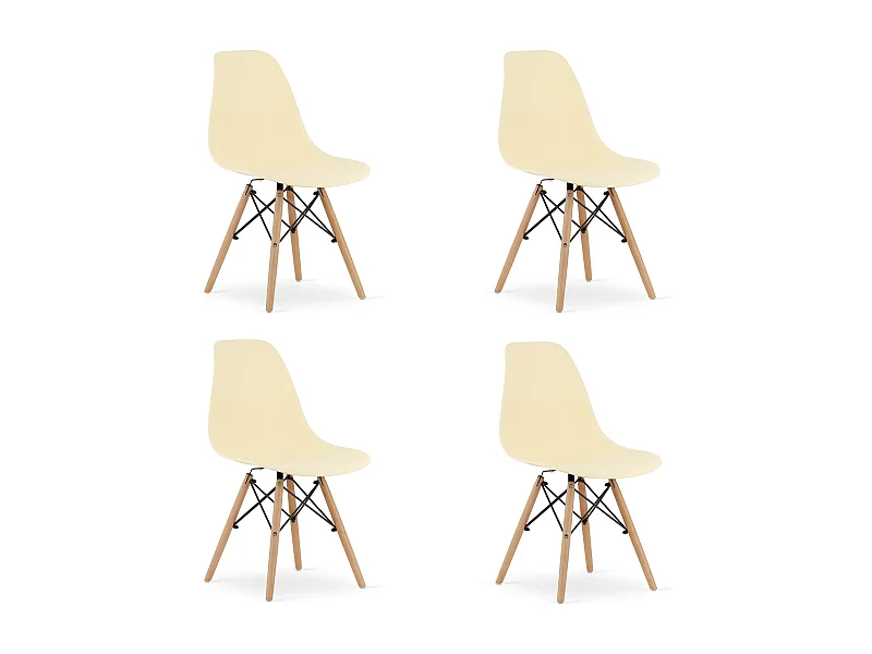Sedia Valora OSAKA color crema con gambe naturali per soggiorno x4
