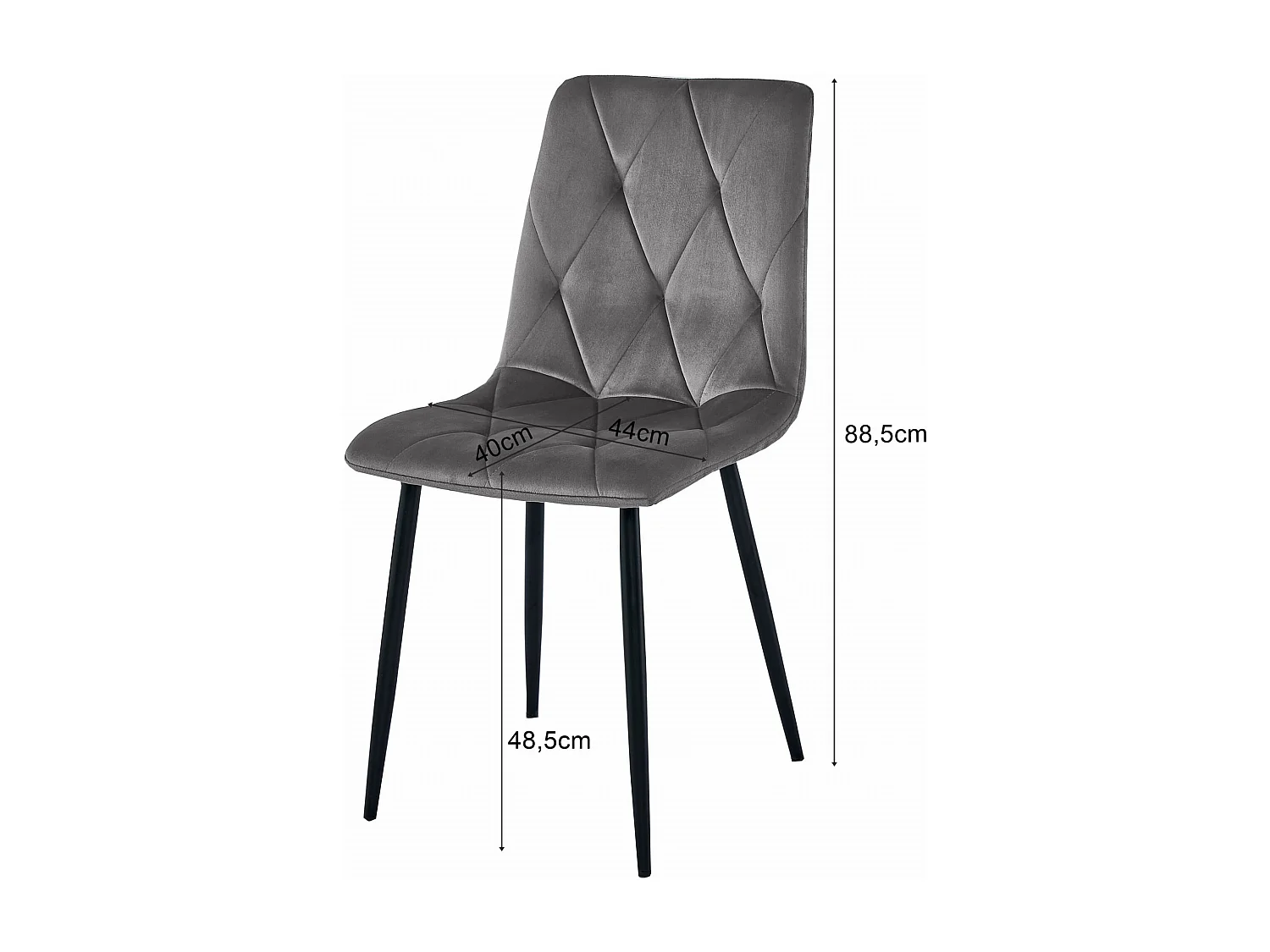 Silla Valora TYRA, terciopelo beige claro, patas negras, juego de 2