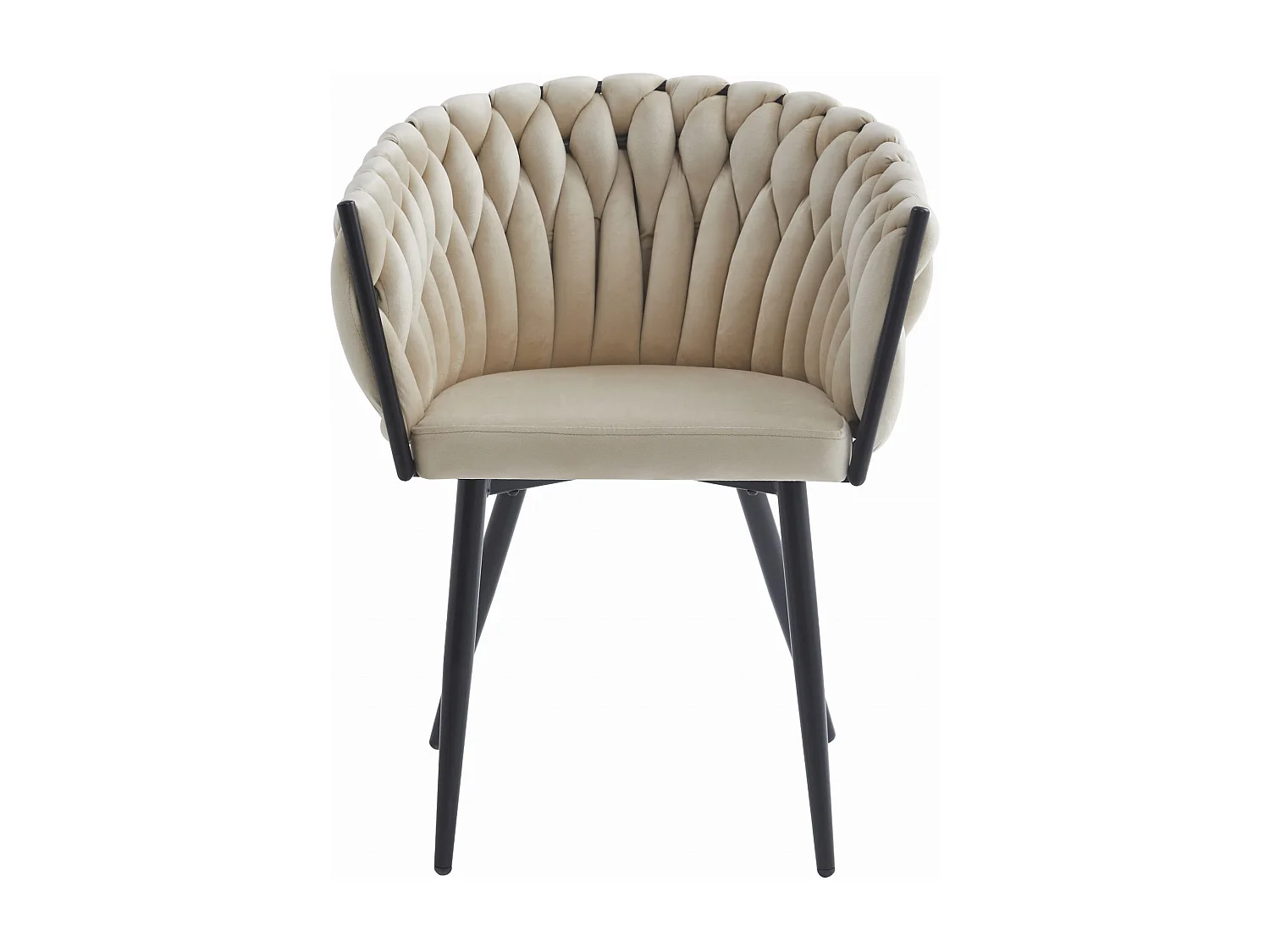 Chaise Valora MAYAN en velours beige et pieds noirs