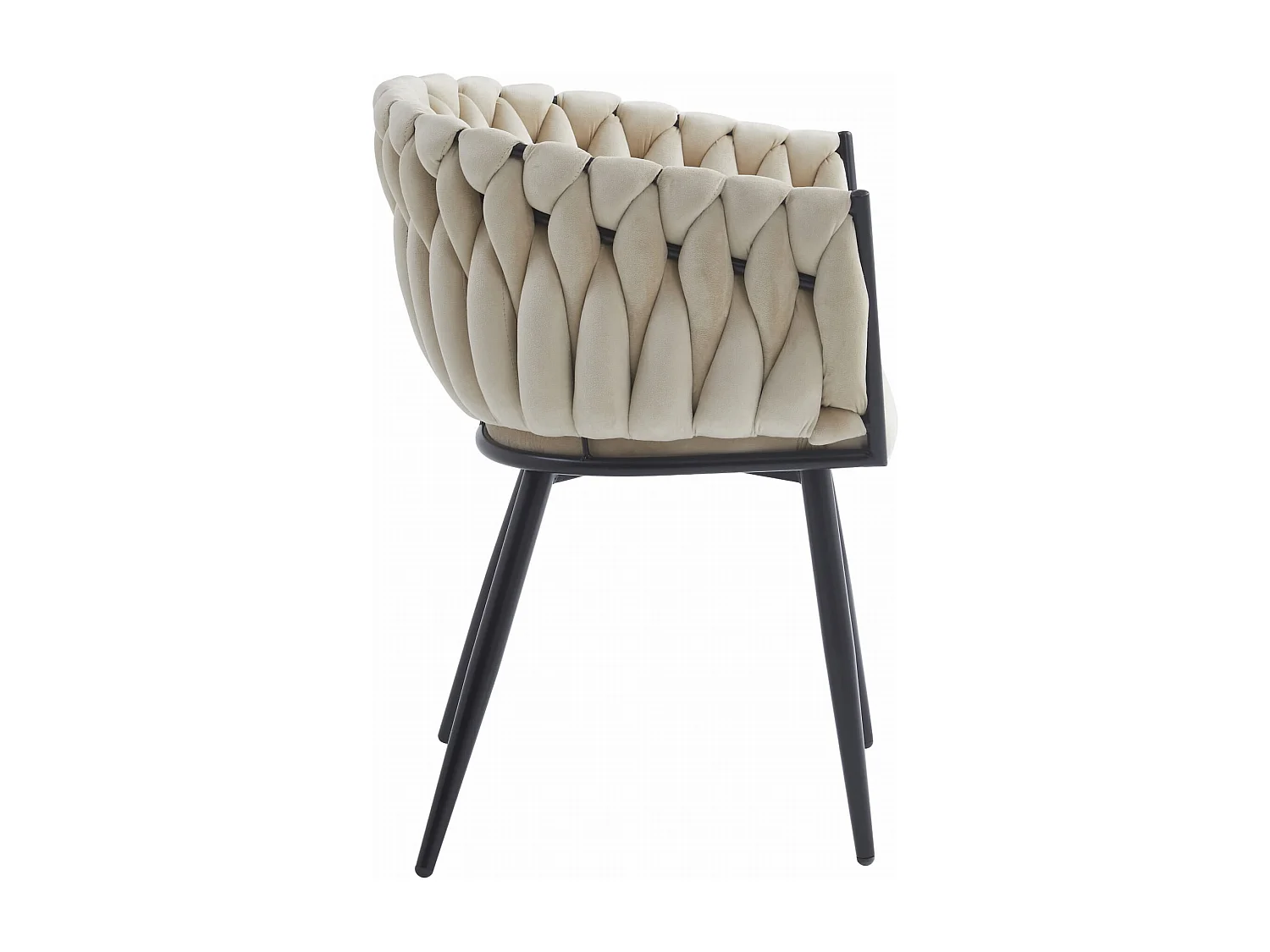 Chaise Valora MAYAN en velours beige et pieds noirs