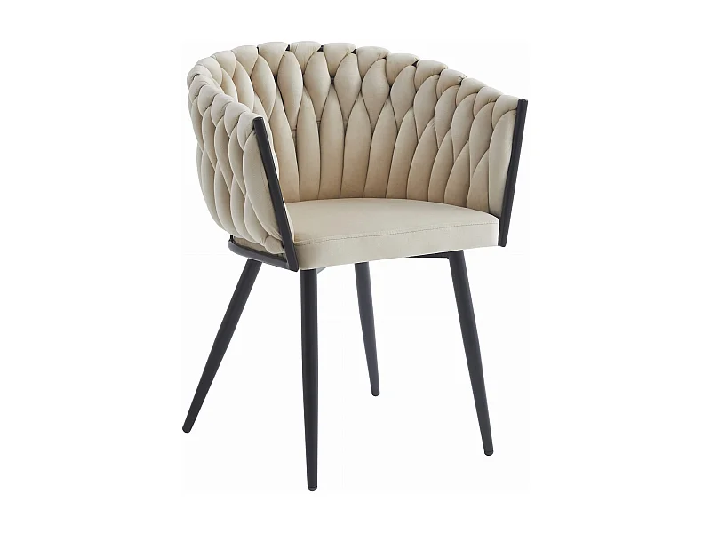 Chaise Valora MAYAN en velours beige et pieds noirs