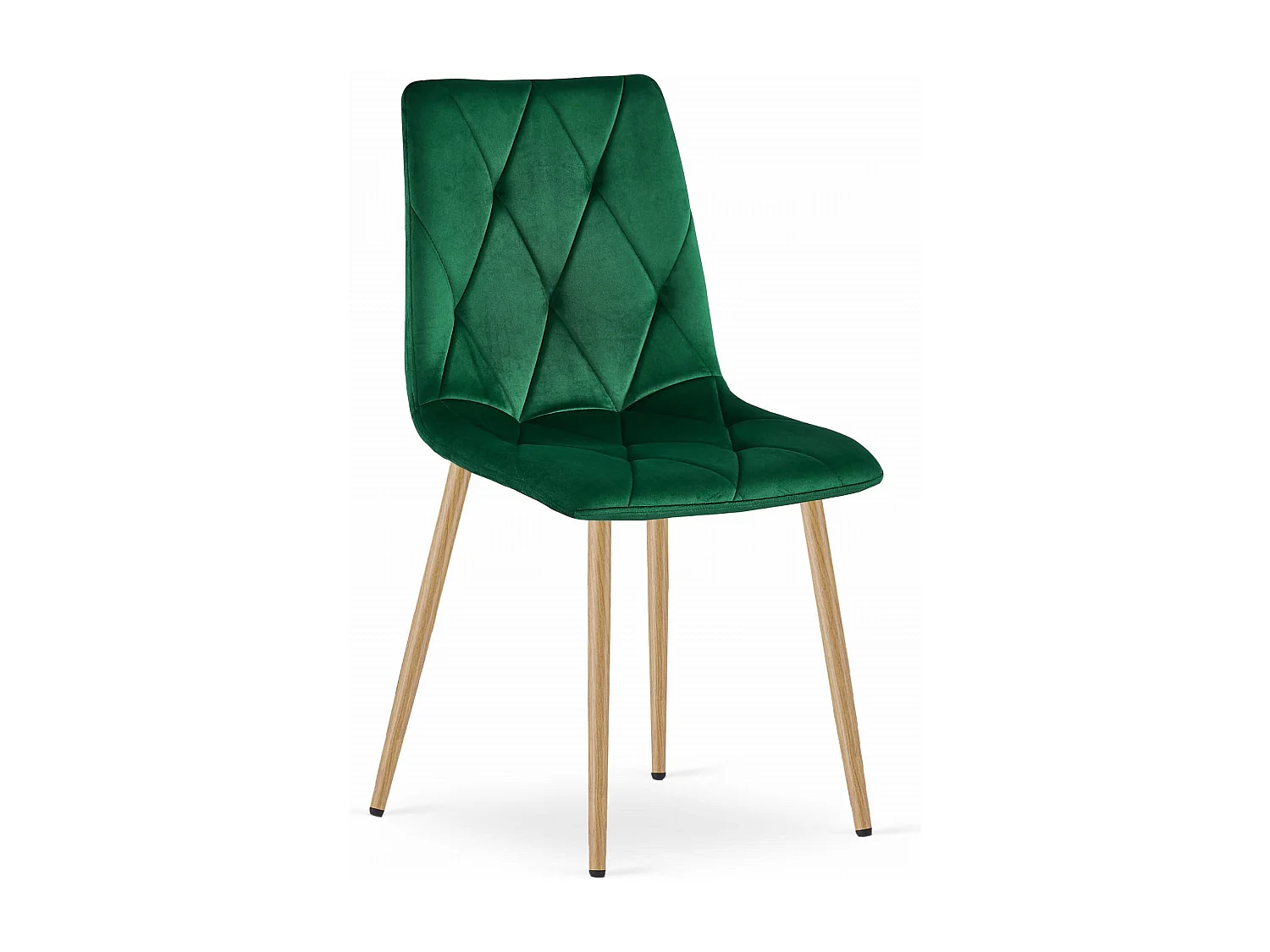 Chaise Valora TYRA en velours vert foncé, pieds couleur bois x4