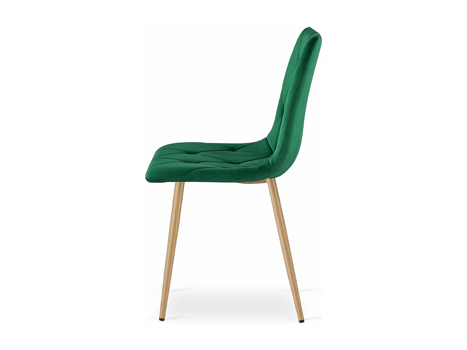 Chaise Valora TYRA en velours vert foncé, pieds couleur bois x4