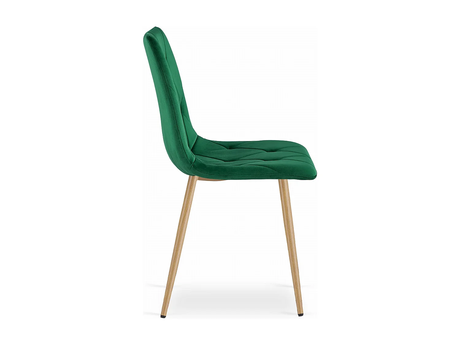 Chaise Valora TYRA en velours vert foncé, pieds couleur bois x4