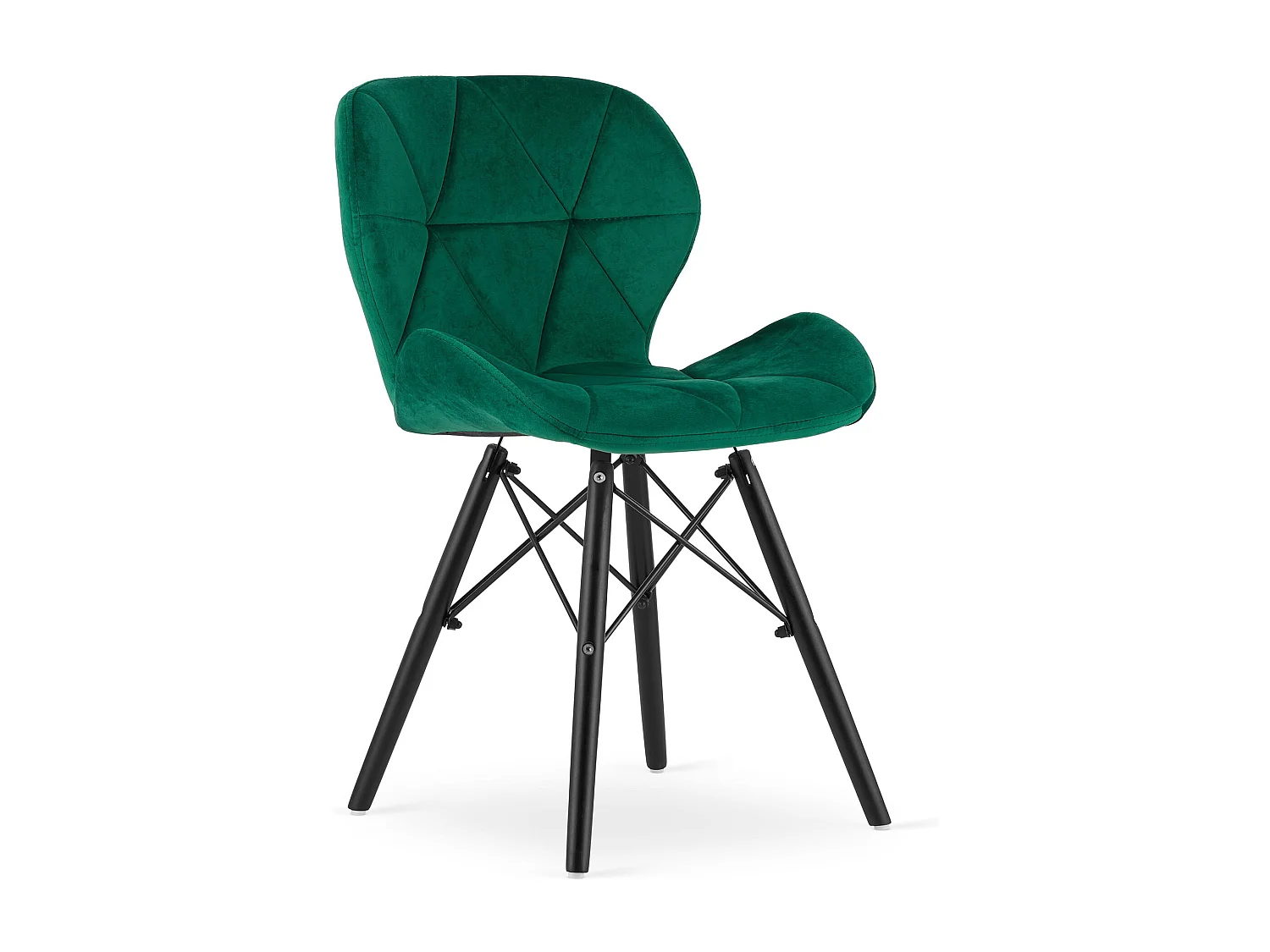 Valora WAKO Fauteuil en velours, design moderne, vert, pieds noirs x3