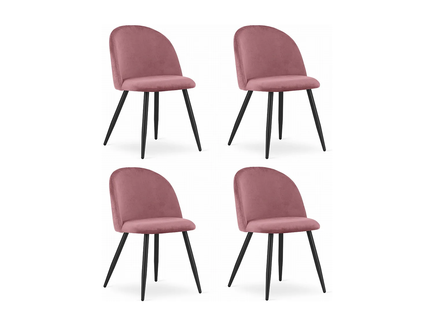 Sedia Valora BELLO in velluto rosa scuro con gambe in metallo nero x4