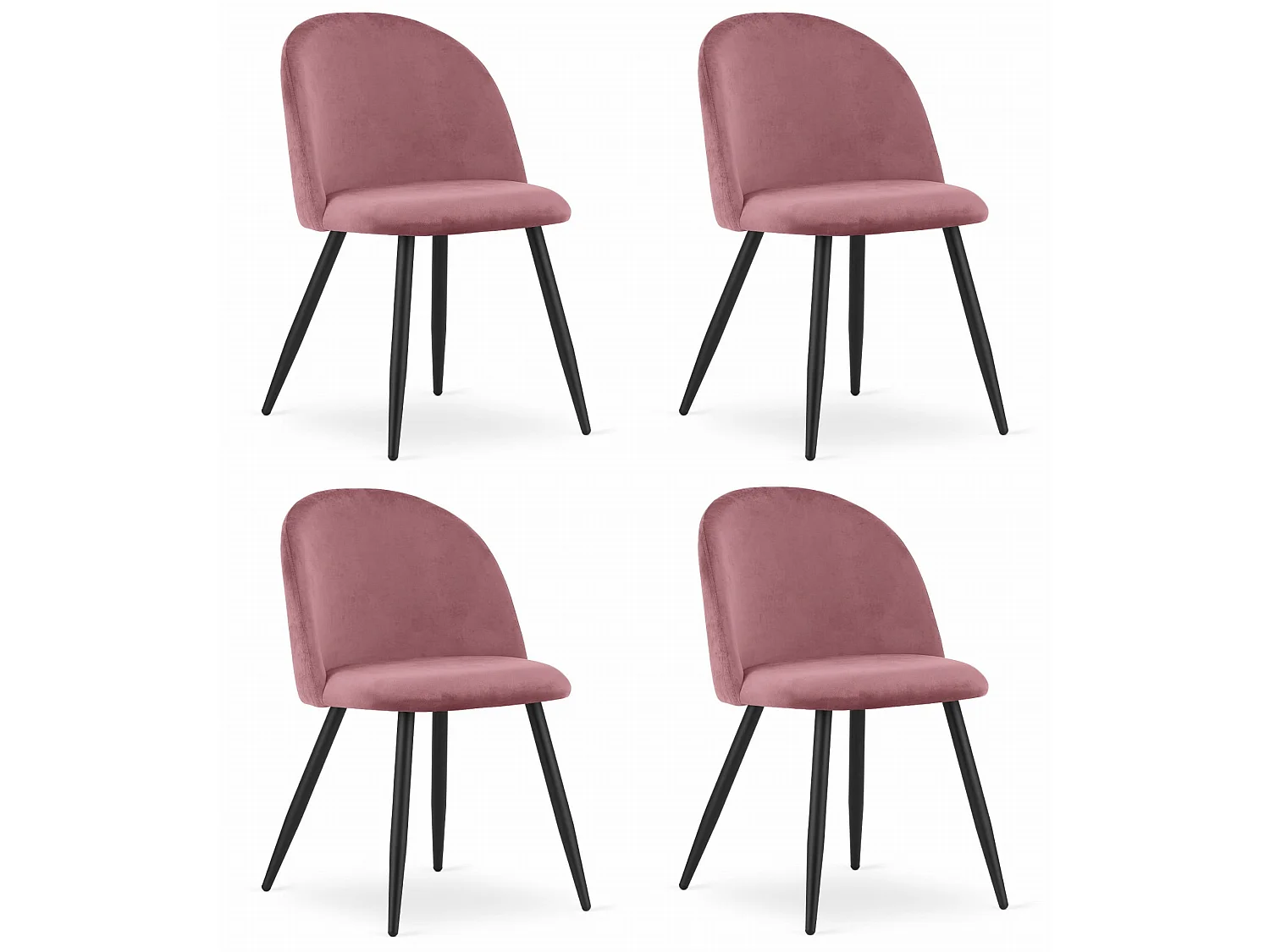 Chaise Valora BELLO en velours rose foncé, pieds en métal noir x4