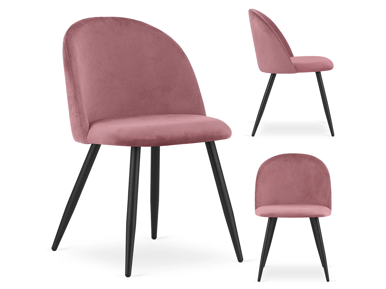Chaise Valora BELLO en velours rose foncé, pieds en métal noir x4