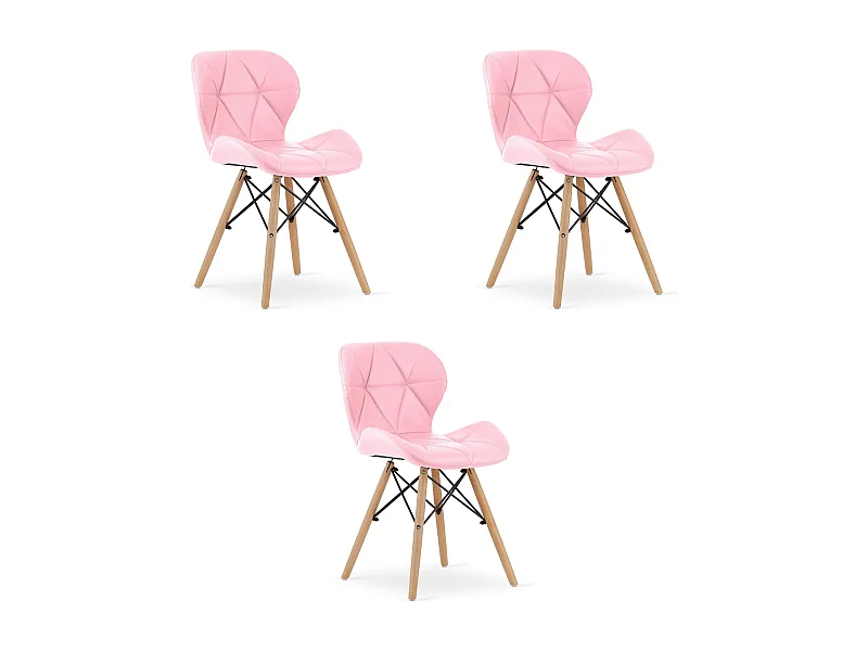 Valora WAKO Eco-Lederen Stoel Roze Beukenhout x3