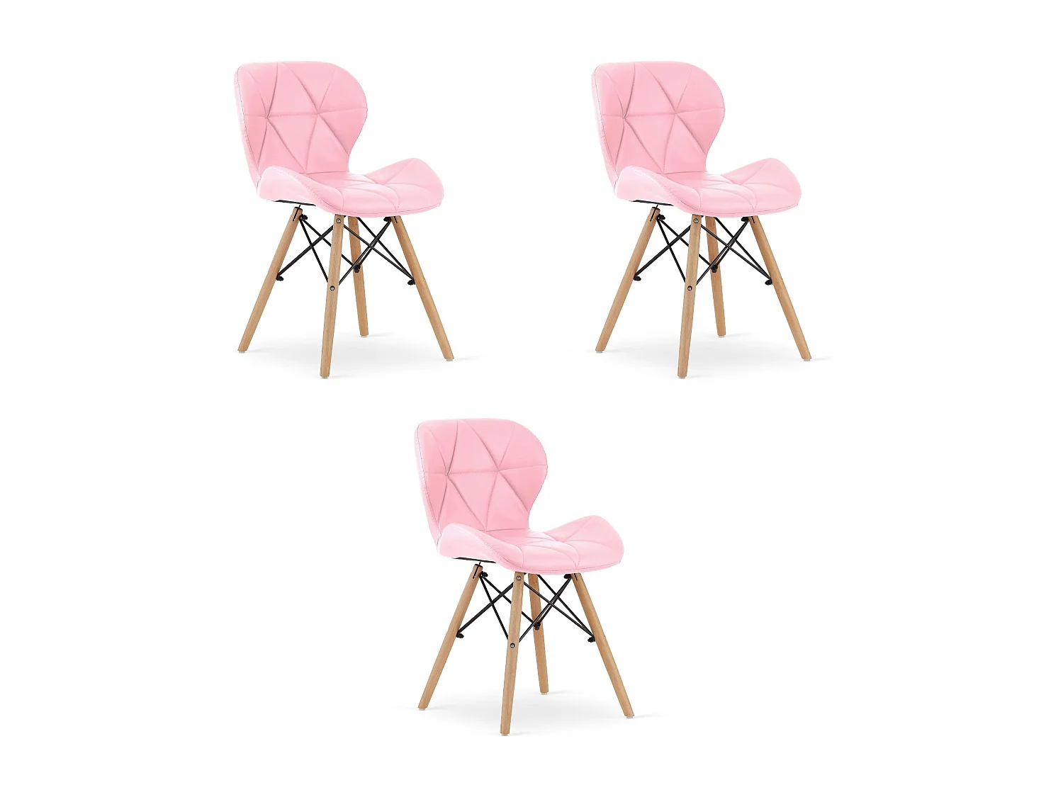 Valora WAKO Eco-Lederen Stoel Roze Beukenhout x3