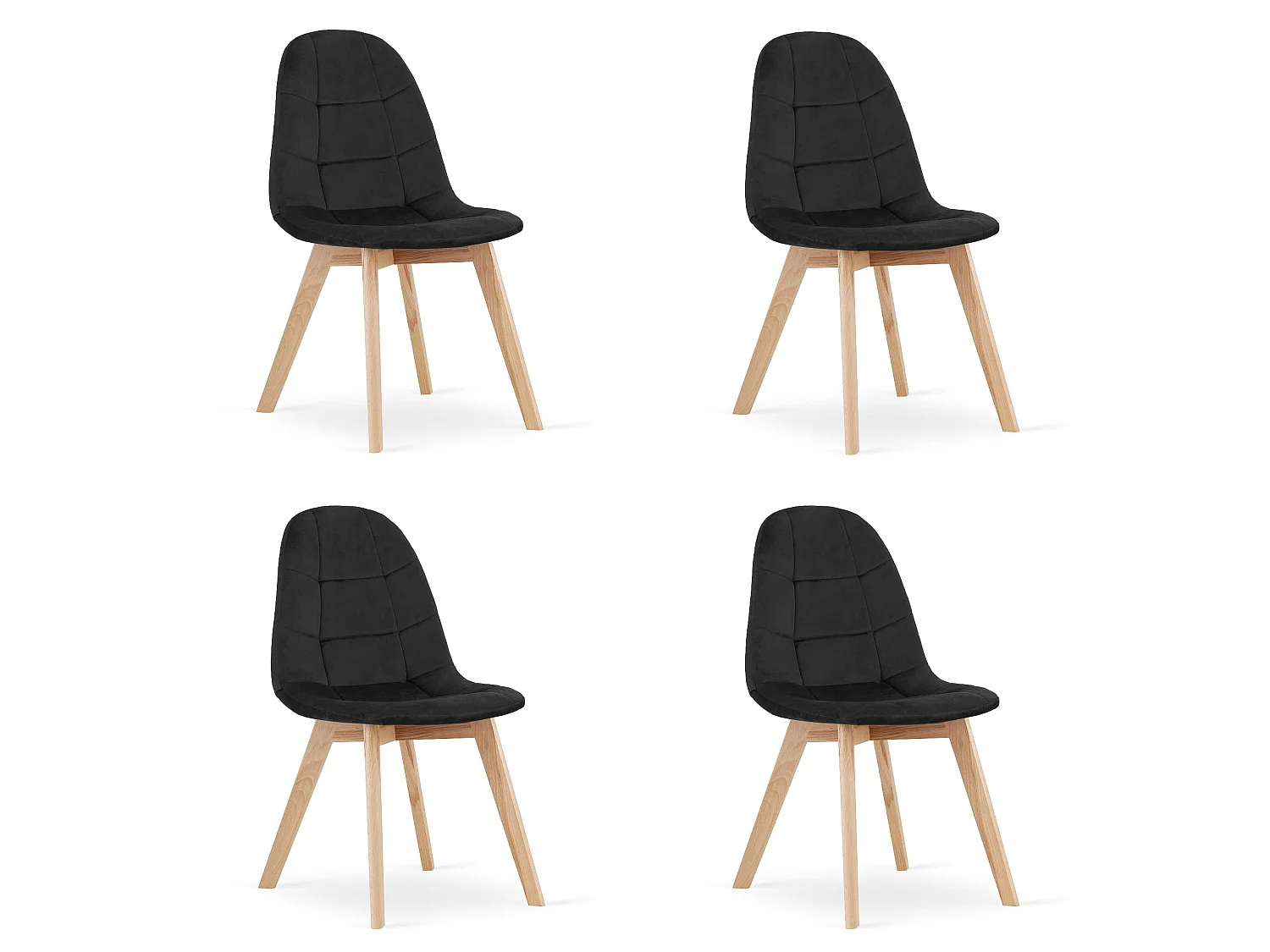 Chaise Valora NUUC en velours noir, design ergonomique x4