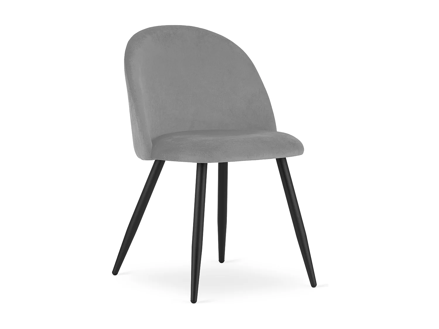 Ensemble de 3 chaises Valora BELLO en velours gris clair avec pieds noirs