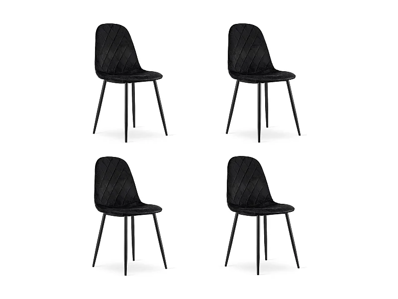 Valora DAPI STOEL Zwarte fluwelen moderne ergonomische stoelen x4