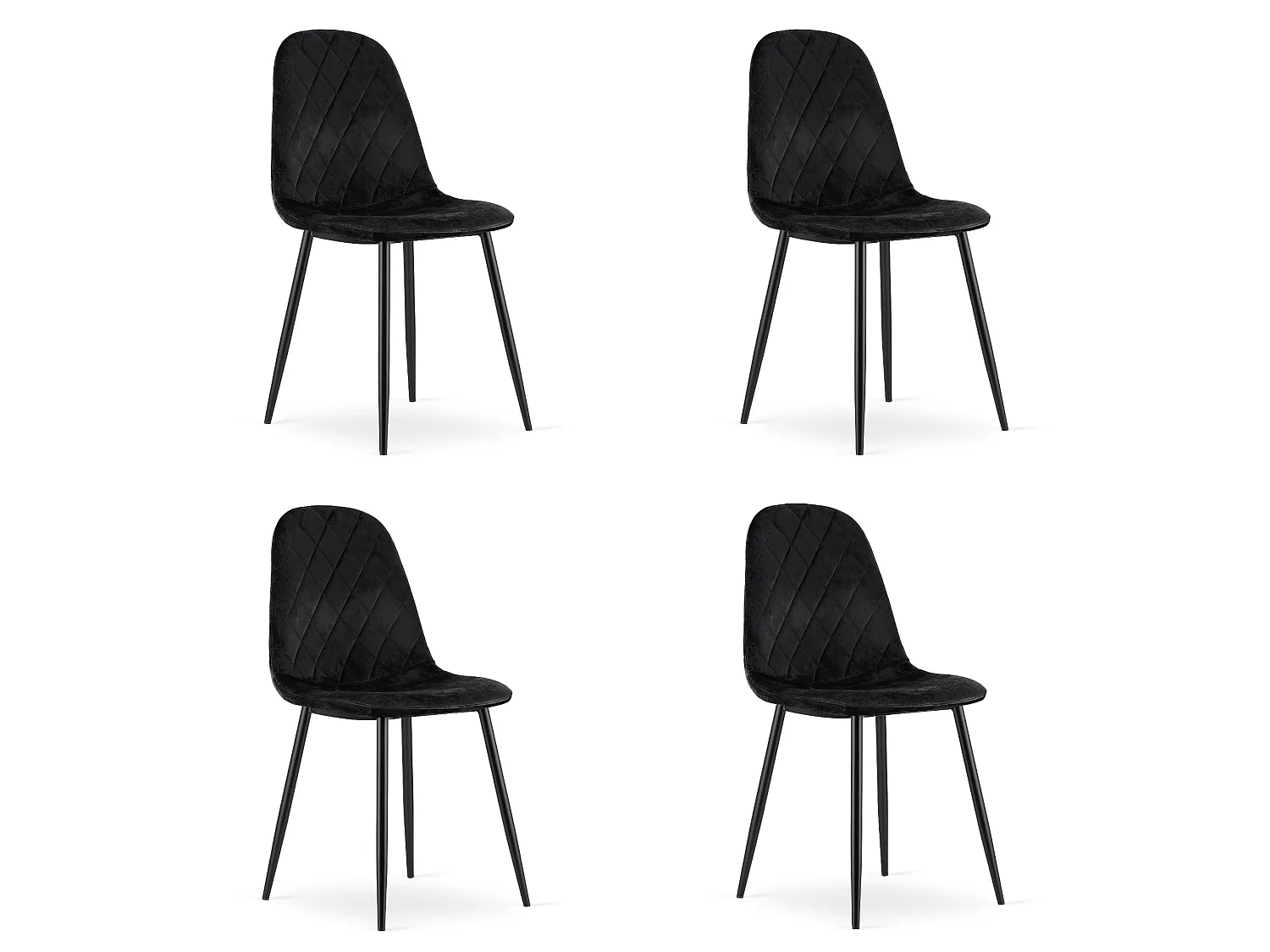 Valora DAPI CHAISES en velours noir, chaises ergonomiques modernes x4