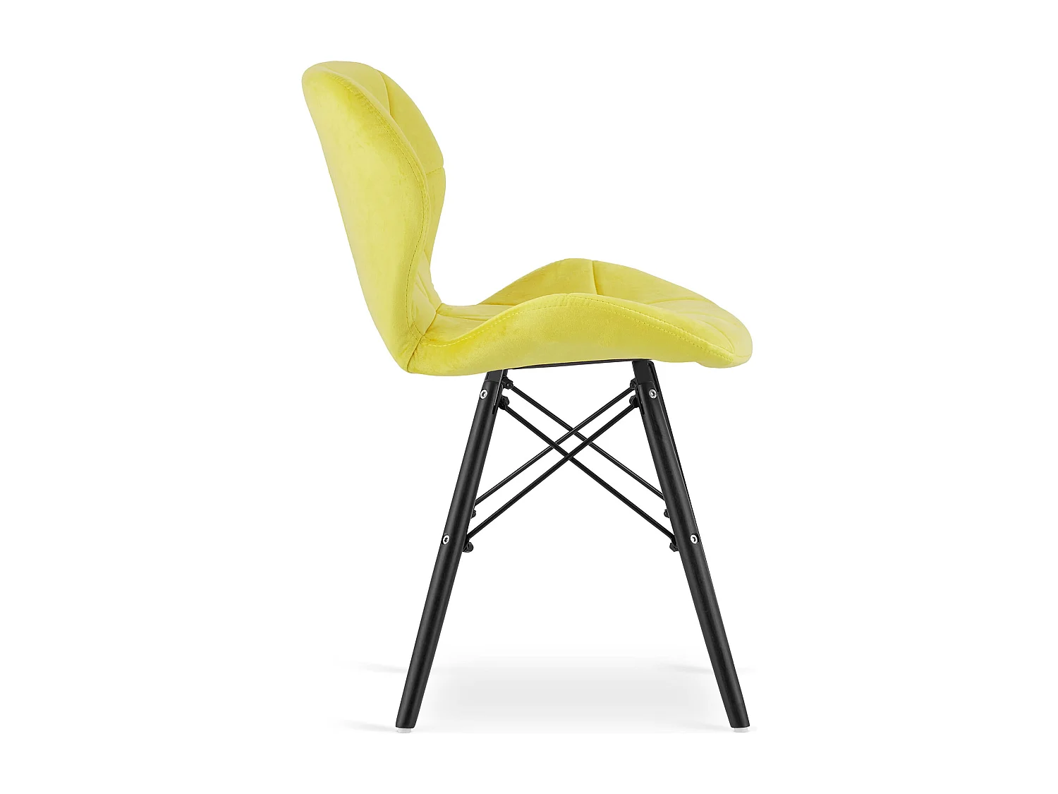 Valora WAKO Chaise en velours jaune pieds noirs pour salle à manger x4