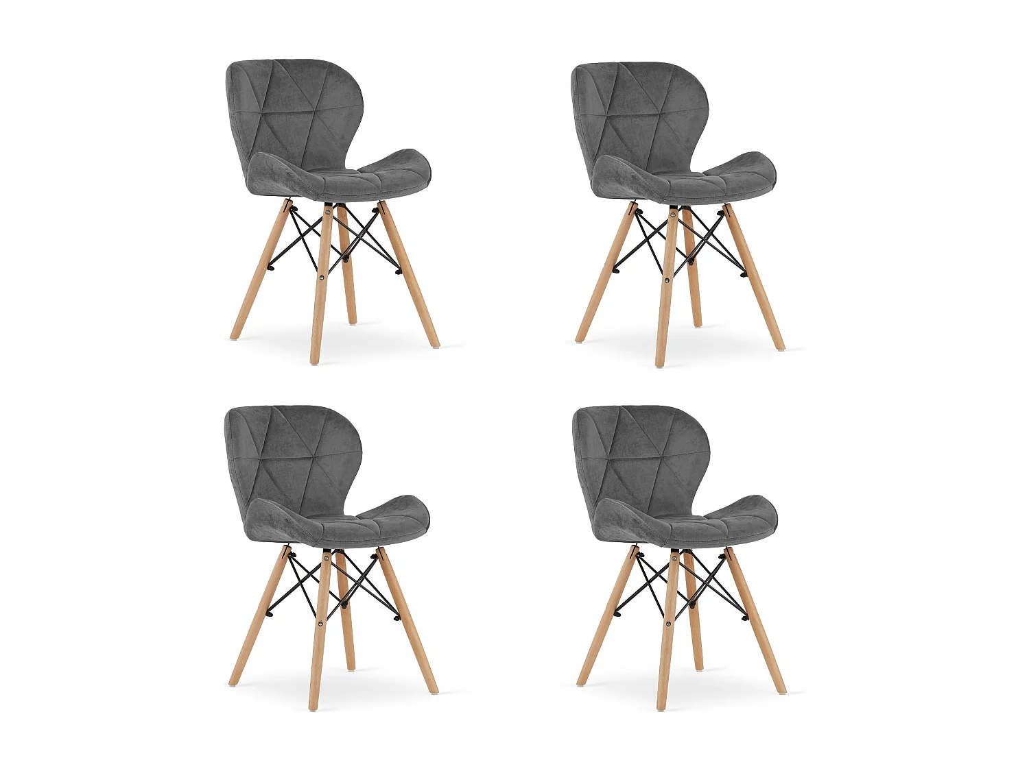 Valora WAKO Samtsessel Grau Modernes Design für Wohnzimmer x4